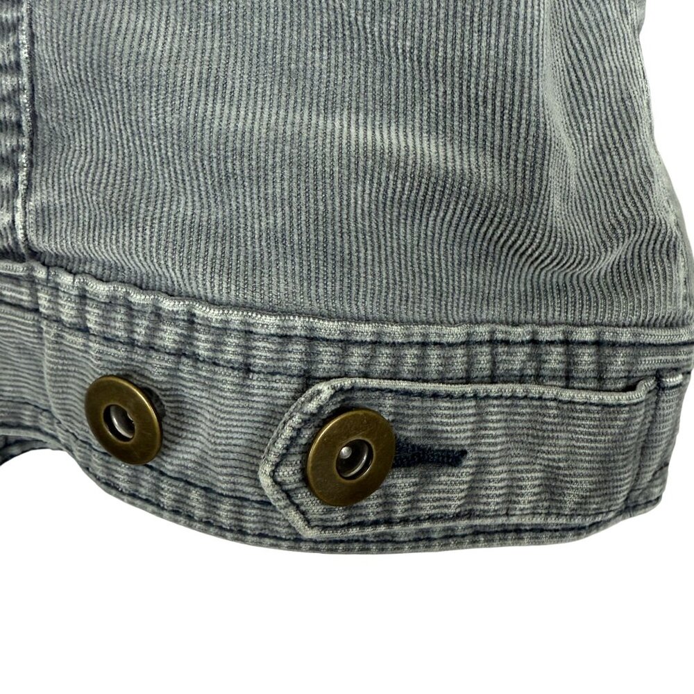 Prana Corduroy Jacket Womens Large Gray Trucker Stretch Casual Organic Cotton - Picture 9 of 10